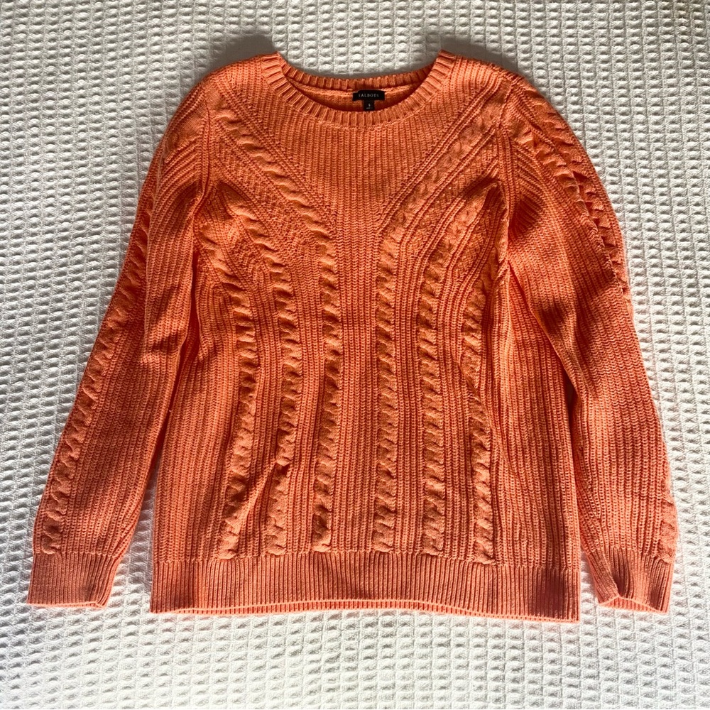 Talbots orange cotton blend crewneck sweater size Small